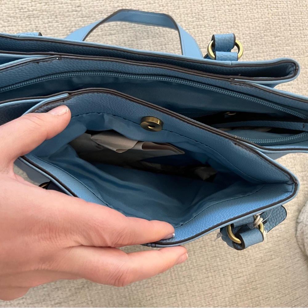 St Johns Bay New with Tags Blue Leather Tote Bag - Picture 9 of 10